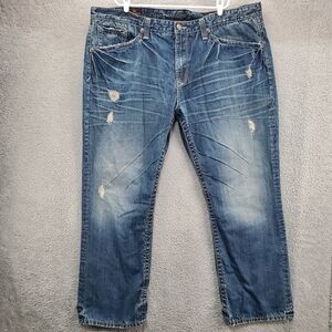 Rivet De Cru Jeans Mae Relaxed Straight Mens 48x34 Distressed Blue